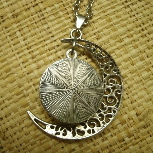 Crescent Moon with Galaxy Cabochon Dangle Necklace - Picture 4 of 13